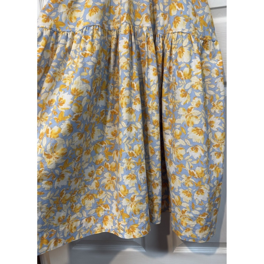 Tuckernuck Hyacinth House Blue and Orange Floral Puff Sleeve Pauline Midi Dress - Picture 4 of 16